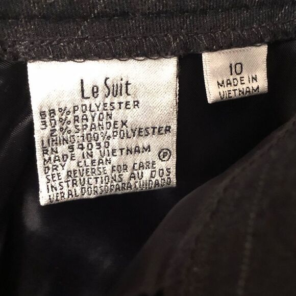 LE SUIT SZ 10 CHARCOAL GRAY PINSTRIPE HIGH RISE CAREER PANTS STRAIGHT LEG LINED - Picture 7 of 7